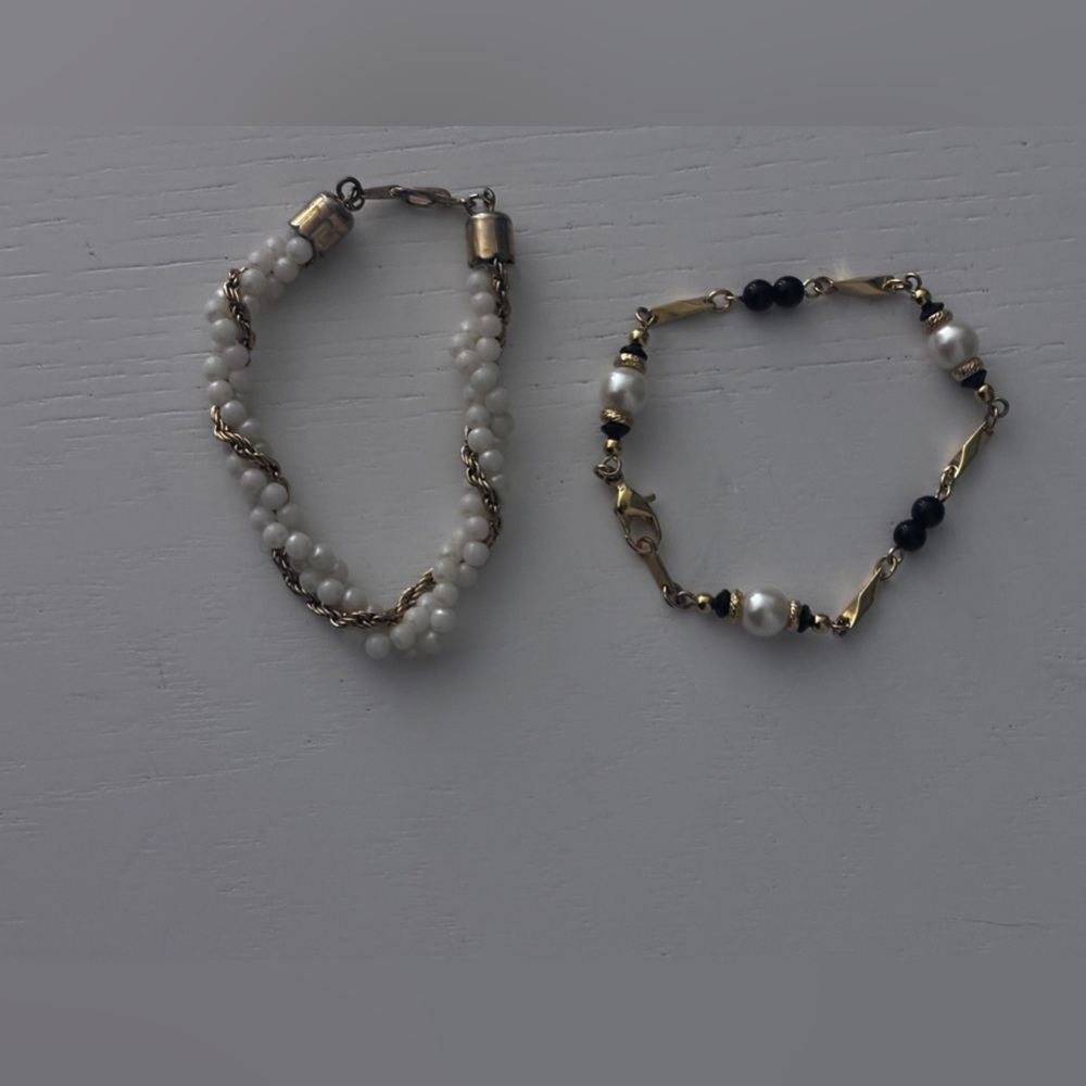 3/20$ Gold and White Beaded Bracelets
